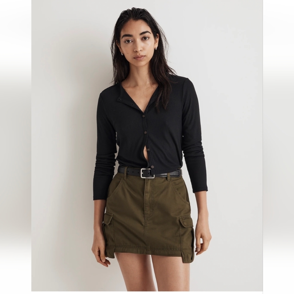 Madewell cargo convertible midi skirt in regenerative Chino - Picture 3 of 8